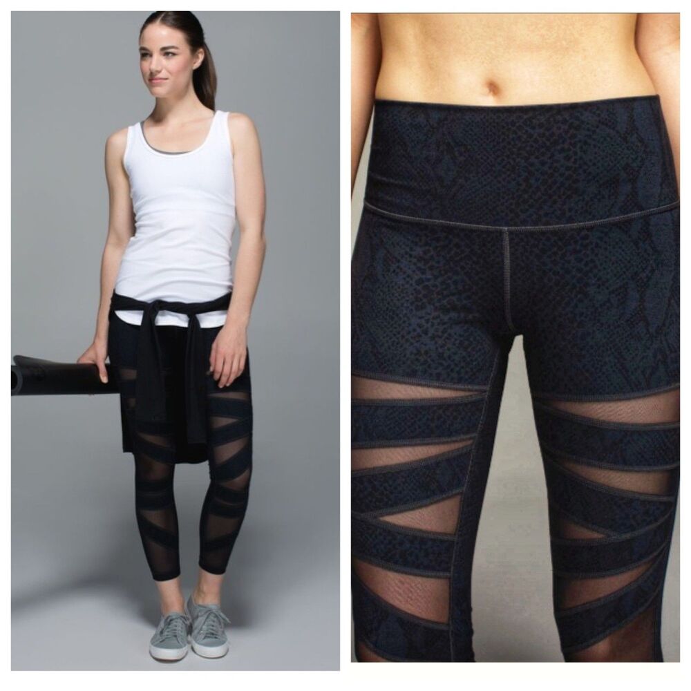 EUC Rare LULULEMON High Times Pant Tech Mesh Desert Snake Deep Coal Black Size 6